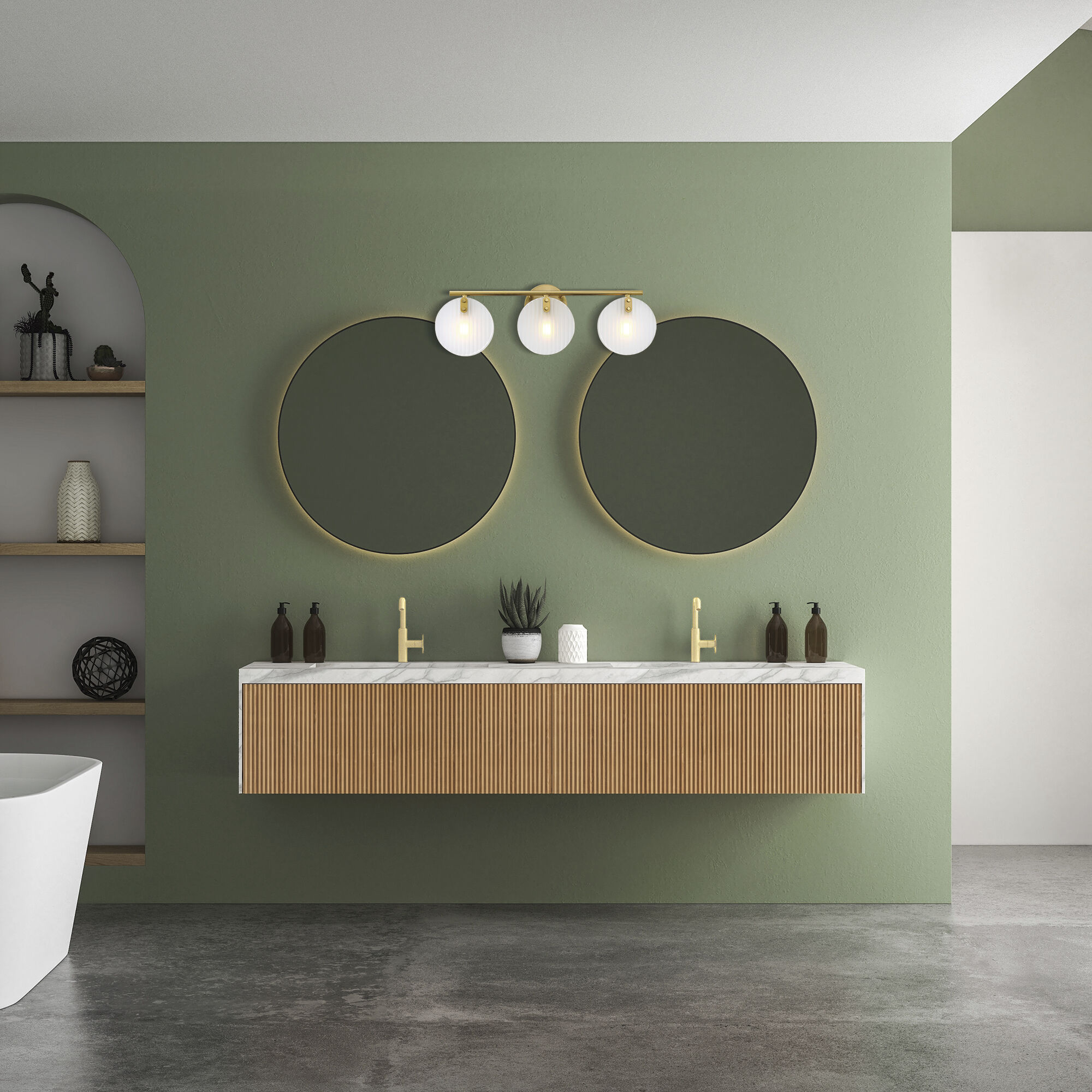 Sky Fall 3 Light 25 inch Brushed Gold Vanity Light Wall Light